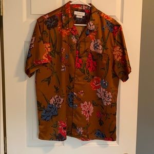 Urban Outfitters Satin Short Sleeve Button Up